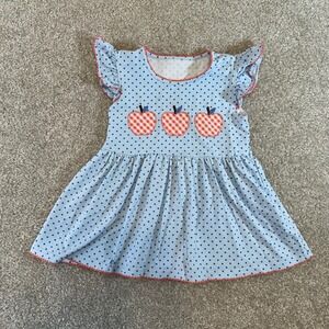 Cute Baby Girl‎ Blue Polka Dot Apple Flutter Sleeve Dress